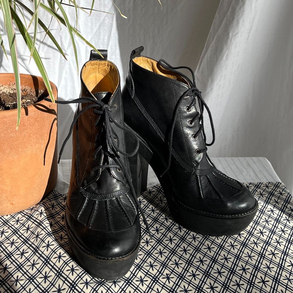 Polo Hester Heel Combat Boots in Black